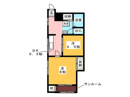 ハイム白井(2DK/1階)の間取り写真