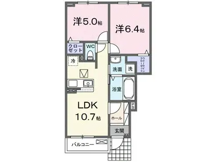 ベルコロン(2LDK/1階)の間取り写真
