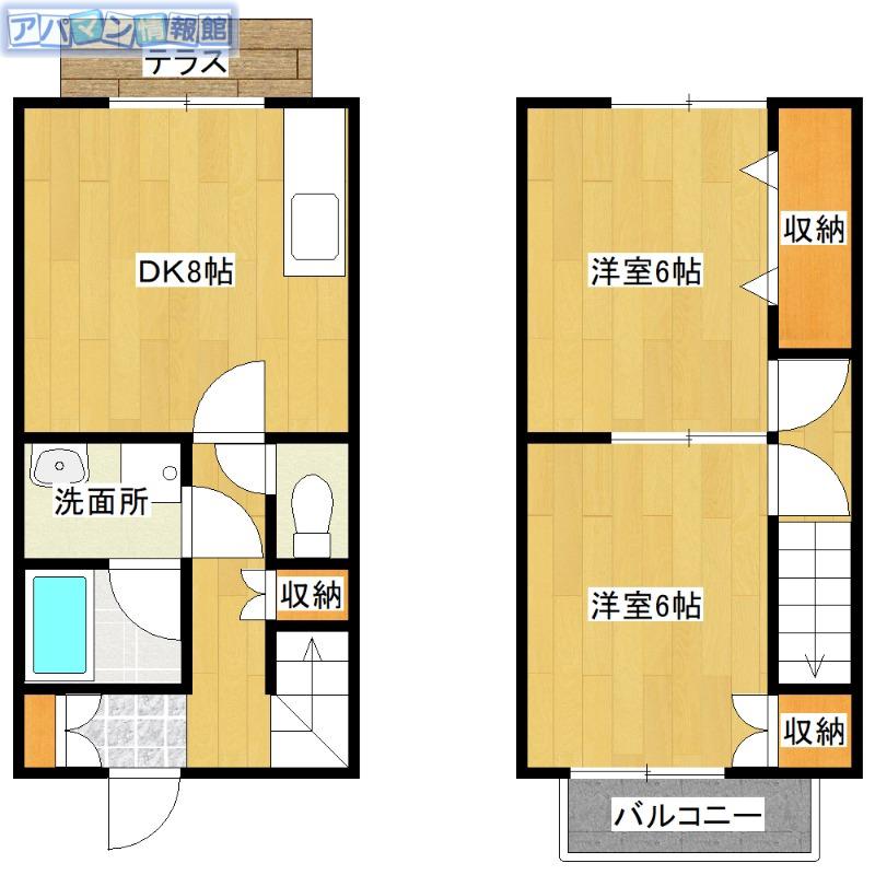 ラフィーネ吉川I(2DK/1階)の間取り写真