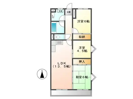 ロアール赤池(3LDK/4階)の間取り写真