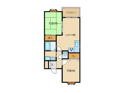 VILLA MS(2LDK/2階)の間取り写真