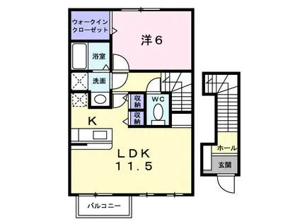 シャン・ミリュ- IB(1LDK/2階)の間取り写真