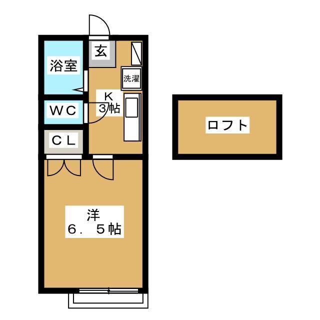 アビターレ中央I(1K/2階)の間取り写真