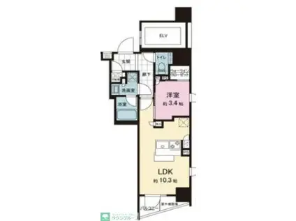 ザ・ライオンズミレス蔵前(1LDK/15階)の間取り写真