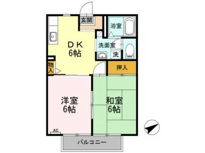 メゾン川崎 A(2DK/2階)の間取り写真