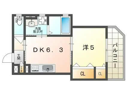 クリエオーレ清瀧(1DK/1階)の間取り写真