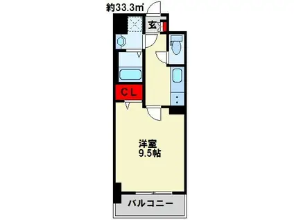 エヴァーグリーンQ(1K/3階)の間取り写真