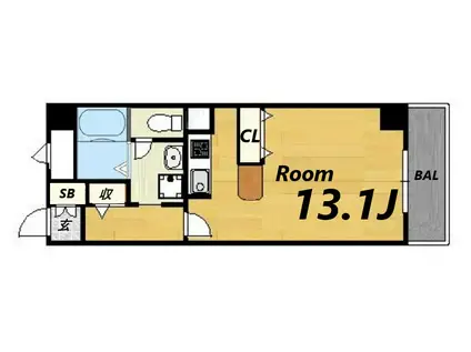 エダム武庫之荘(ワンルーム/1階)の間取り写真