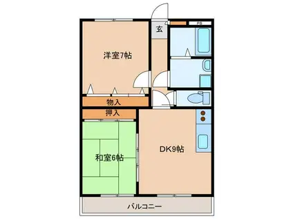 ファミール荏名(2DK/2階)の間取り写真