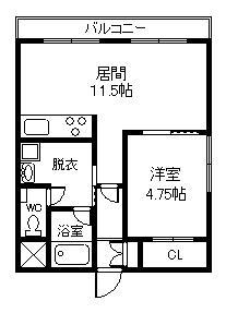 BIELUV(1DK/5階)の間取り写真