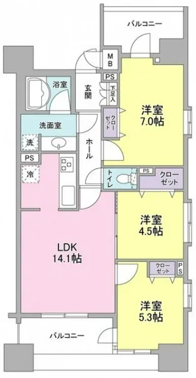パークフラッツ横濱公園 9階階 間取り