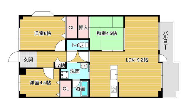 美加の台南海アーバンコンフォート弐番館(3LDK/7階)の間取り写真