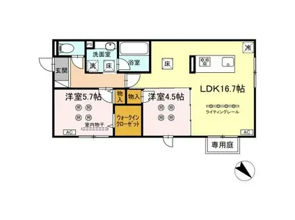 D-ROOM浅生(2LDK/1階)の間取り写真