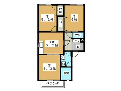 ファミールパレス(3DK/2階)の間取り写真