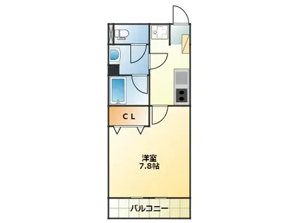 ロクサーヌ浜甲子園(1K/3階)の間取り写真