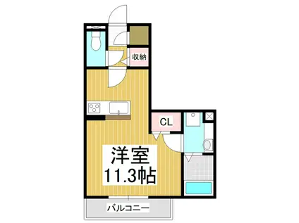 塩尻駅西口マンション(ワンルーム/3階)の間取り写真