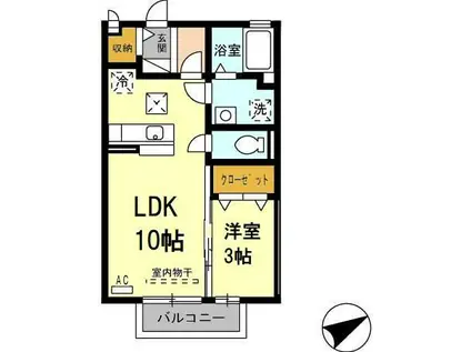 コンフォート ヴィラ(1LDK/2階)の間取り写真