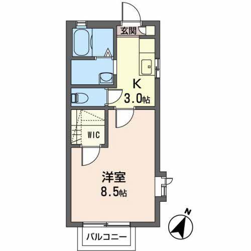 エバーグリーンM(1K/2階)の間取り写真