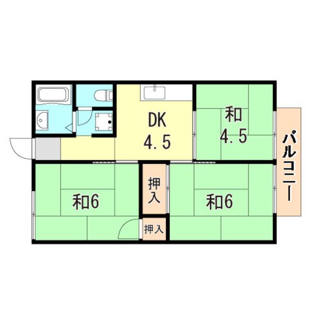 パークハイツ山手(3DK/2階)の間取り写真