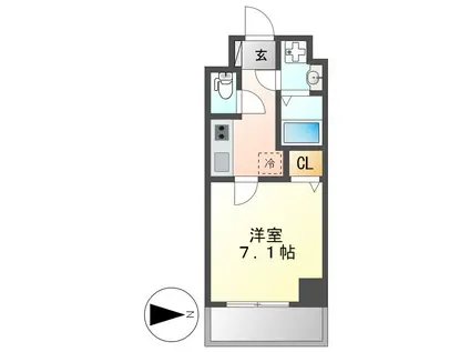 Z・R名駅(1K/5階)の間取り写真