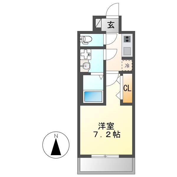 S-RESIDENCE浅間町駅前AXIAL(1K/8階)の間取り写真