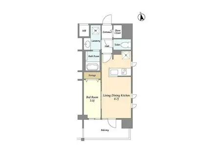 アプリーレ東中野(1LDK/4階)の間取り写真