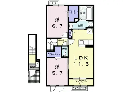 クロシェットII(2LDK/2階)の間取り写真