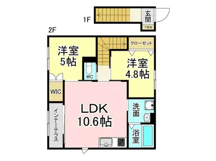 フォルモーサヒルズ(2LDK/2階)の間取り写真