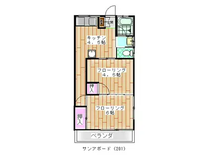 サンアボード(2DK/2階)の間取り写真