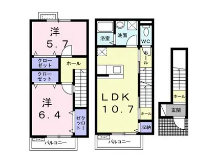 レイクパレット(2LDK/2階)の間取り写真
