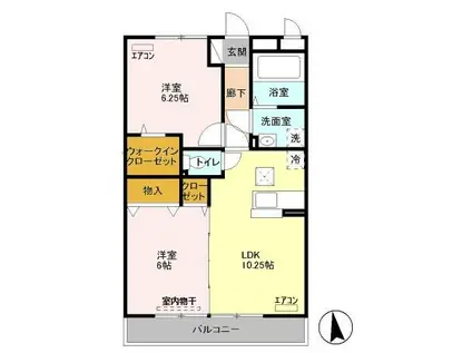 Tスクエア 2番館(2LDK/1階)の間取り写真