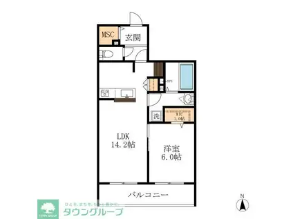 メゾン天白公園東 W棟(1LDK/2階)の間取り写真