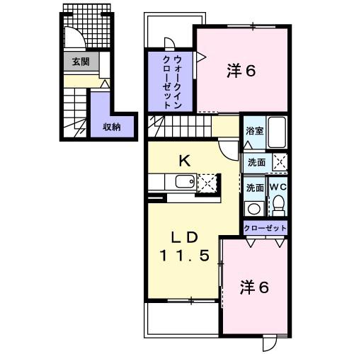 アヴァンティ Ⅰ(2LDK/2階)の間取り写真
