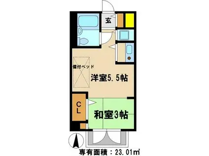 シティーフォーラム上本郷(ワンルーム/5階)の間取り写真