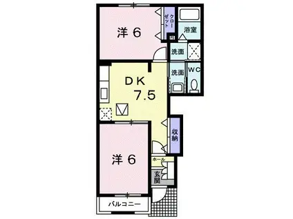 ミーテ メゾン(2DK/1階)の間取り写真