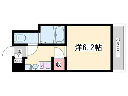 カーサ王塚台(ワンルーム/2階)の間取り写真