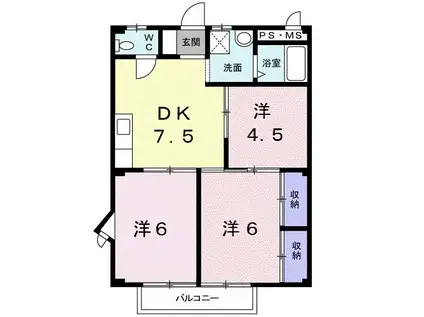 メゾンむつ美(3DK/2階)の間取り写真