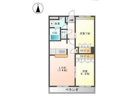 OCEAN VIEW202(2LDK/3階)の間取り写真