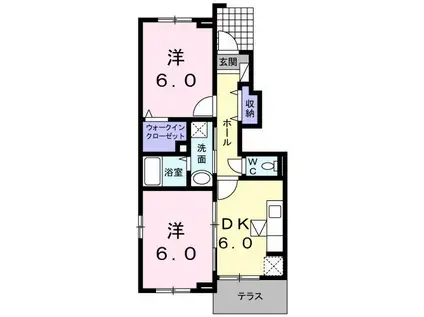 グランブリエ II(2DK/1階)の間取り写真