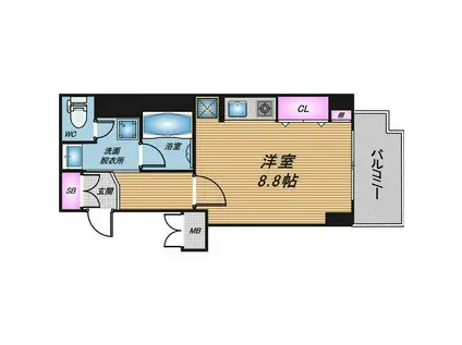 エスリード西本町(ワンルーム/6階)の間取り写真