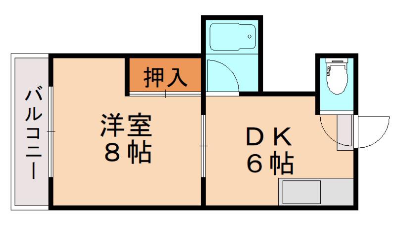 アリエス立岩(1DK/2階)の間取り写真