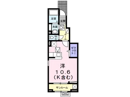 オゾラV(ワンルーム/1階)の間取り写真