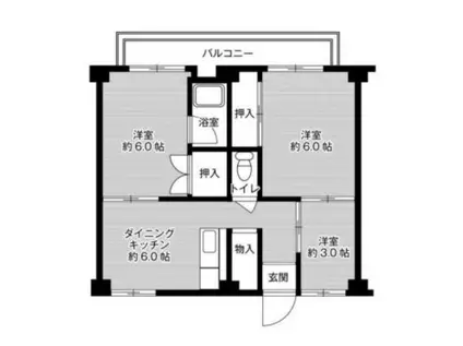 ビレッジハウス東二見(3DK/3階)の間取り写真
