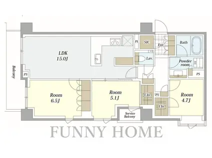 ブリリア目黒青葉台(3LDK/5階)の間取り写真