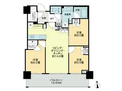 GLOBAL FRONT TOWER(3LDK/14階)の間取り写真