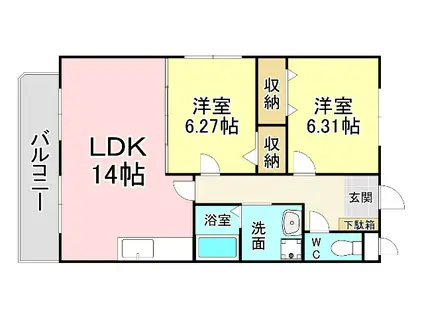 プレジデント(2LDK/4階)の間取り写真