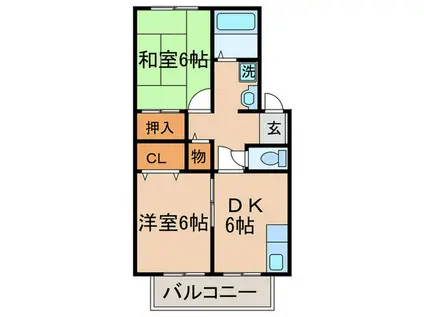 イルマーレ須磨浦(2DK/2階)の間取り写真