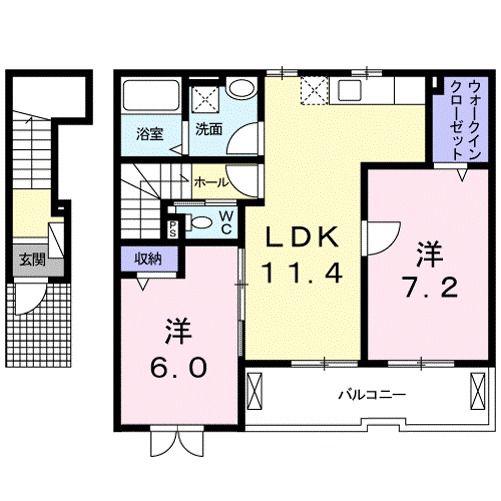 サンクベル(2LDK/2階)の間取り写真