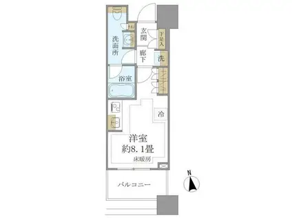 白金ザ・スカイ東棟(ワンルーム/14階)の間取り写真