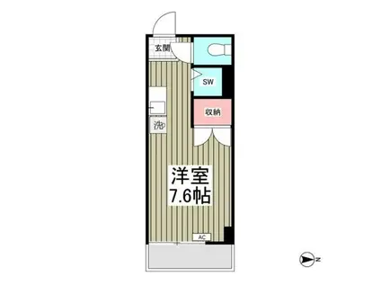 小手指・シティーハイツ(ワンルーム/2階)の間取り写真